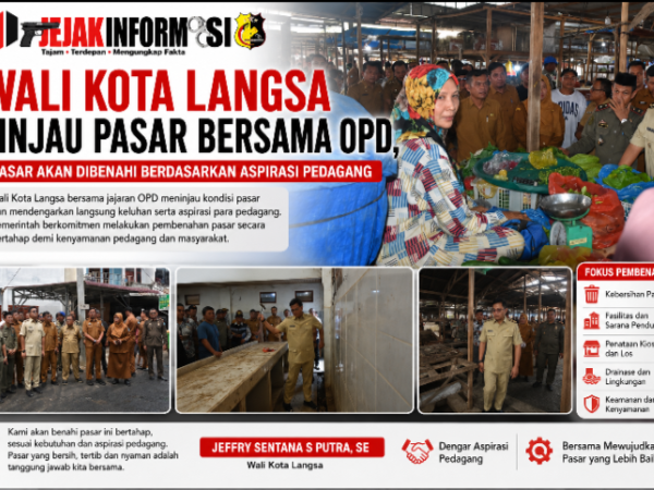 Walikota Langsa Tinjau Pasar Tindaklanjuti Aspirasi Pedagang