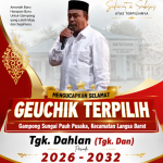 Masyarakat Gampong Sungai Pauh Pusaka Peusijuk Geuchik Terpilih, Tgk.Dahlan, Ini Pesan Pj.Geuchik, Saifullah.