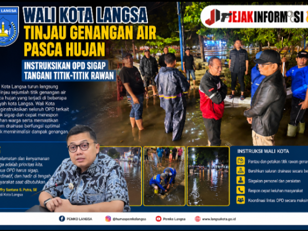 Wali Kota Langsa Tinjau Genangan Air Pasca Hujan, Instruksikan OPD Sigap Tangani Titik-Titik Rawan