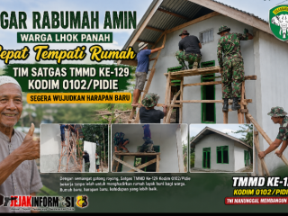 Agar Rabumah Amin Warga Lhok Panah Cepat Tempati Rumah Tim Satgas TMMD Ke - 129 Kodim 0102/Pidie Segera Wujudkan Harapan Baru