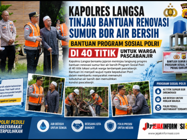 Kapolres Langsa Tinjau Bantuan Renovasi Sumur Bor Air Bersih Bantuan Program Sosial Polri Di 40 Titik Untuk Warga Pascabanjir
