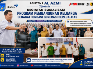 Asisten I Al Azmi Membuka kegiatan sosialisasi Program Pembangunan Keluarga Sebagai Fondasi Generasi Berkualitas