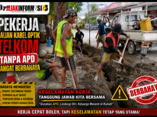 Pekerja Galian Kabel Optik Milik Telkom Tidak Gunakan APD, Diduga Langgar K3 dan Ancam Keselamatan