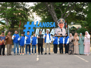 Wali Kota Langsa Jeffry Sentana Lepas Pelajar SD Dan SMP Kontingen O2SN Tingkat Nasional Tahun 2026 ke Jawa Barat