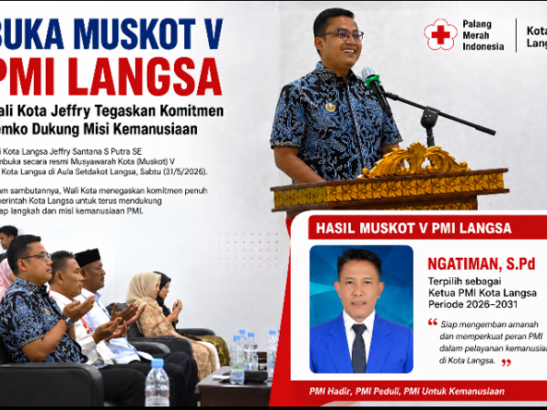 Buka Muskot V PMI Langsa, Wali Kota Jeffry Tegaskan Komitmen Pemko Dukung Misi Kemanusiaan. Hasil Maskot Ngatiman, S.Pd Ketua PMI Kota Langsa