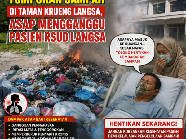 Pembakaran Tumpukan Sampah di Taman Krueng Langsa, Asap Mengganggu Pasien RSUD Langsa