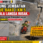 Ujung Jembatan Alue Bako 1 KM 5 Kuala Langsa Rusak, Membahayakan Pengguna Jalan, PUPR  Diminta Berikan Rambu.