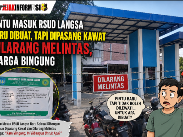 Pintu Masuk RSUD Langsa Baru Dibuat, Tapi Dipasang Kawat dan Dilarang Melintas, Warga Bingung