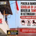 Pekerja Bangunan Revitalisasi Sekolah SD Negeri Gampong Baro, Bekerja Tanpa APD di Ketinggian 6 Meter, Keselamatan Dipertaruhkan