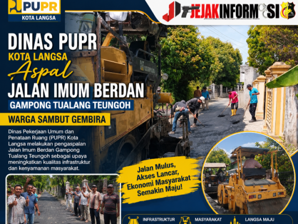 Dinas PUPR Kota Langsa Aspal Jalan Imum Berdan Gampong Tualang Teungoh, Warga Sambut Gembira