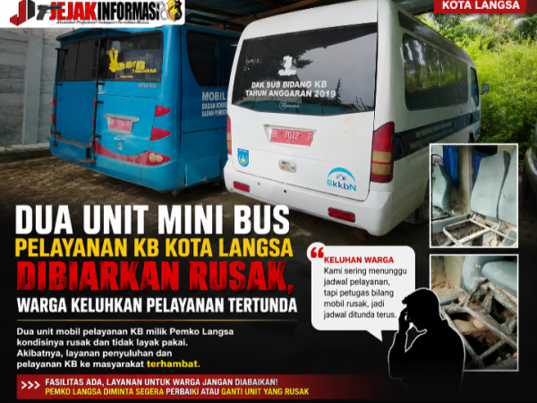 Dua Unit Mini Bus Pelayanan KB Kota Langsa Dibiarkan Rusak, Warga Keluhkan Pelayanan Tertunda