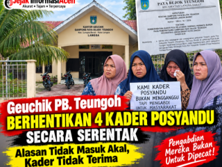 Geuchik PB.Teungoh Berhentikan 4 Kader Posyandu secara serentak, Alasan Tidak Masuk Akal, Kader Tidak Terima