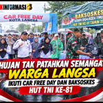 Hujan Tak Patahkan Semangat Warga Langsa Ikuti Car Free Day dan Baksoskes HUT TNI ke-81