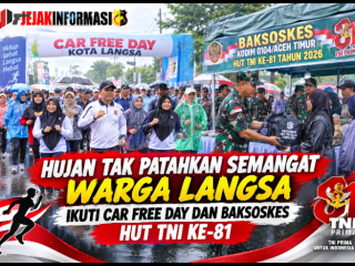Hujan Tak Patahkan Semangat Warga Langsa Ikuti Car Free Day dan Baksoskes HUT TNI ke-81