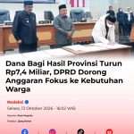 DANA BAGI HASIL (DBH) PROPINSI JAWA BARAT TURUN.7.4.MILIAR DPRD DORONG ANGARAN POKUS KE KABUPATEN SUKABUMI
