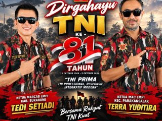 Keluarga besar LMPI laskar merah putih Indonesia marcab kabupaten Sukabumi sambut dirgahayu TNI ke 81 thn bersama rakyat TNI kuat