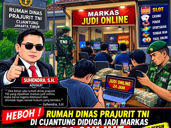 Suhendra, S.H. Minta Penelusuran Serius. adanya Dugaan Aktivitas judi Online Di rumah Dinas Prajurit  TNI di Cijantung.