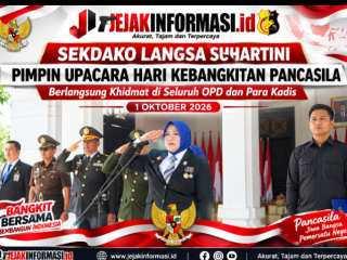 Sekdako Langsa Suhartini Pimpinan Ucapan Hari Kebangkitan Pancasila Berlangsung Khidmat Di Ikuti  Seluruh OPD Dan Para Kepada Dinas