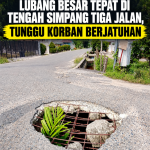 Lubang Besar Tepat Ditengah Simpang Tiga Jalan, Tunggu Korban Berjatuhan