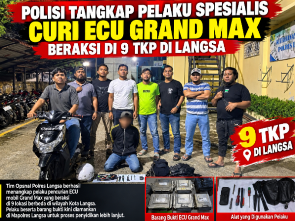 Polisi Tangkap Pelaku Spesialis Curi ECU Grand Max, Beraksi di 9 TKP di Langsa