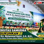Universitas Samudra (UNSAM) mengukuhkan Prof. Dr. Drs. Muhammad Natsir, S.H., M.H., sebagai guru besar pertama dalam bidang Hukum Pidana Lingkungan