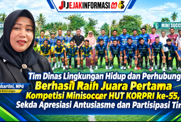 Tim Dinas Lingkungan Hidup dan Perhubungan Berhasil Raih Juara Pertama Kompetisi Minisoccer HUT KORPRI Ke - 55, Sekda Apresiasi Antusiasme Dan Partisipasi Tim.