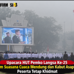 Upacara HUT Pemko Langsa Ke-25 Dalam Suasana Cuaca Mendung dan Kabut Asap Tebal, Peserta Tetap Khidmat.