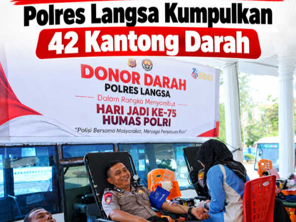 Sambut Hari Jadi Humas Polri ke-75, Polres Langsa Kumpulkan 42 Kantong Darah