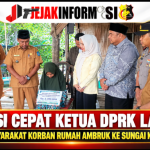 Reaksi Cepat Ketua DPRK Langsa Bantu masyarakat Korban Rumah Ambruk Ke Sungai Kuala Langsa